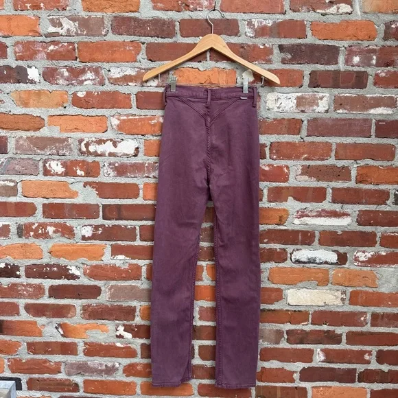 Mother The Rocky Rider Skimp High Rise‎ Skinny Jeans Mauve Wine Size 25 - Picture 5 of 12